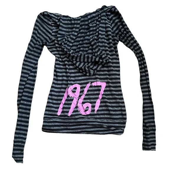 BKE Lounge Y2K Vintage Zip Up Lightweight Sheer Hoodie Jacket - Picture 2 of 11